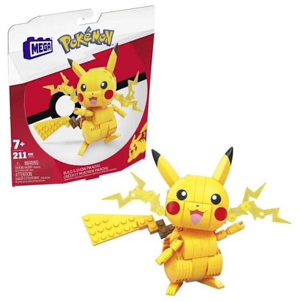 Mega Construx - Pokemon Pikachu at bygge - Bygge klodser - fra 7 år og opefter GMD31 Flerfärgad