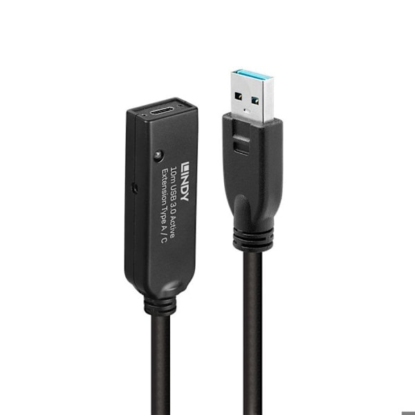 USB 3.0 förlängningskabel - LINDY - 10m - Typ A till C - PVC med låg toxicitet - Förgyllt