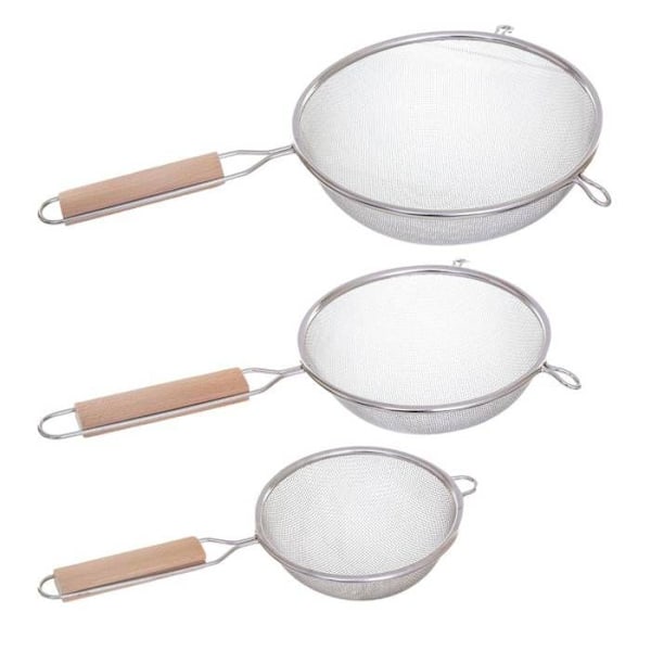 Secret de Gourmet - Sæt med 3 siler i rustfrit stål + INOX træhåndtag Pengar