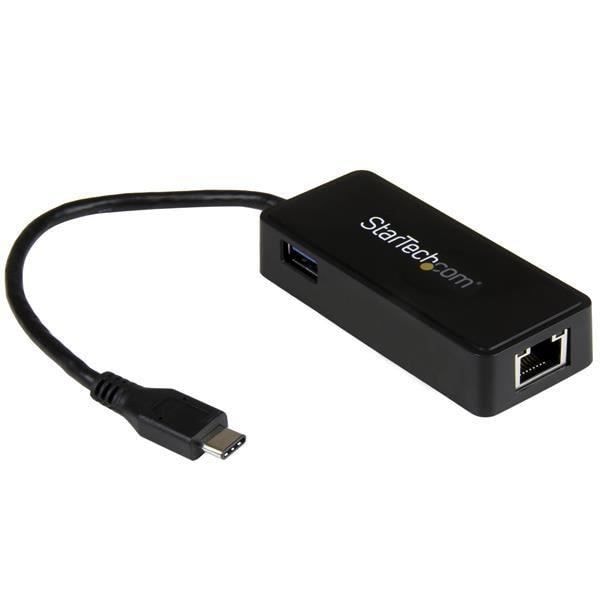 Verkkoadapteri - STARTECH - USB-C:stä RJ45:een - Gigabit Ethernet - Lisä-USB-portti - Musta