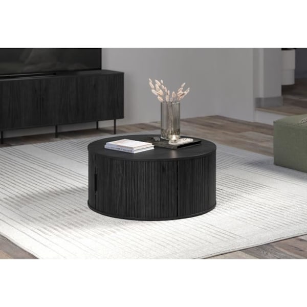 "Bordbord - Rund - I MDF - Sort - Essentiel - Diameter 80 cm Højde 36 cm - RONIN" grå ek