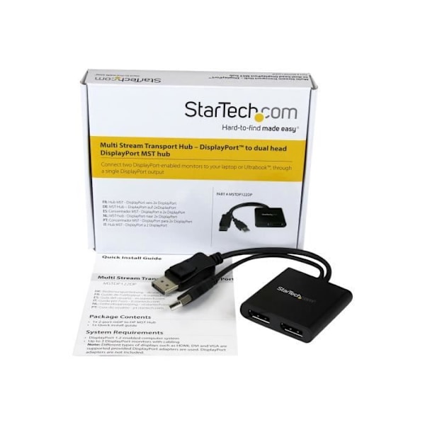 STARTECH.COM DisplayPort - 2x DisplayPort-monimonitorijakaja - 2-porttinen MST-keskitin