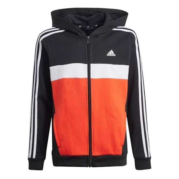 Barnträningsdräkt - Adidas - Tiberio 3-Stripes - Färgblock Svart - Långa Ärmar - Andas Svart 15-16 år gammal