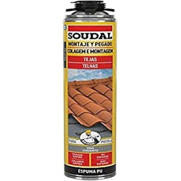 Klæbende skum - SOUDAL - 750 ml - Grå - Lav ekspansion - Hurtig limning af fliser