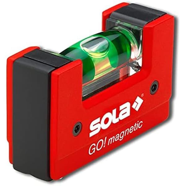 Bubble level - SOLA - GO! Magnetisk - 2 flaskor - Plast - Magnetiserad Röd