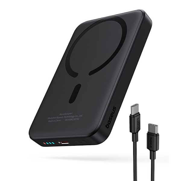Ulkoakku Type-C Type-C, Langaton lataus, 20W, 10000mAh + Type-C kaapeli, 30cm - Baseus Mini Air (P1005900111313-00) - Musta musta