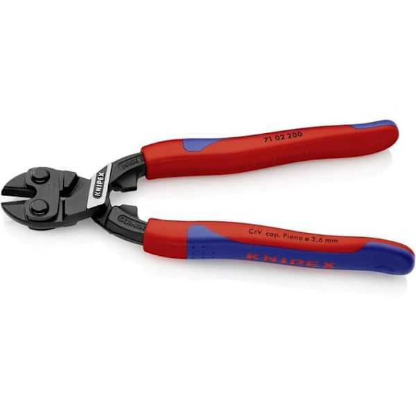 KNIPEX boltsaks - Kompakt 200 mm - Krom-vanadium stål - Præcis skæring - Diameter op til 5,2 mm Rød