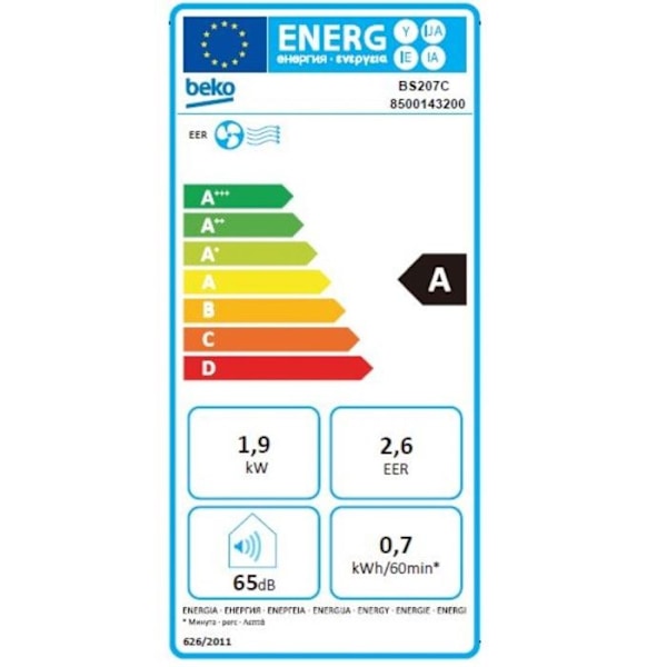 Beko Mobil luftkonditionering monoblock 1900w 20m² vit - BS207C Vit