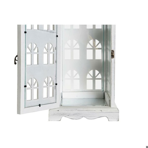 Lyslykta - DKD Home Decor - Medelhavsstil - Vädersliten Trä - Glas - Inomhus Vit grå
