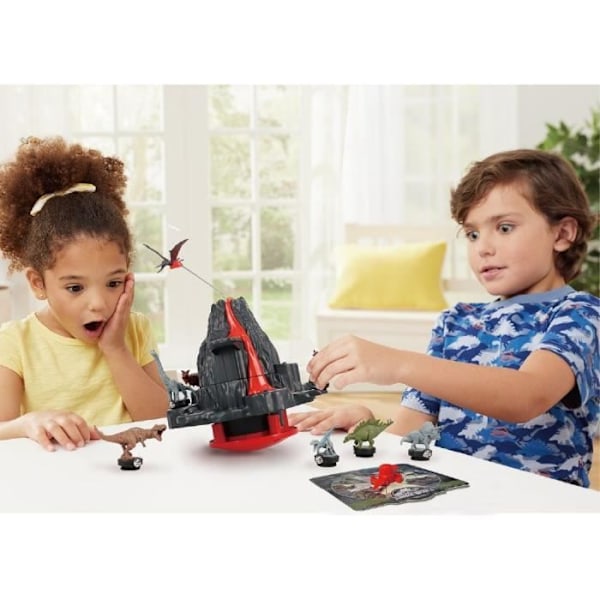 Brädspel - EPOCH-SPEL - Jurassic World Shaky Volcano - Vulkan utbrott, dinosaurier att rädda! Flerfärgad