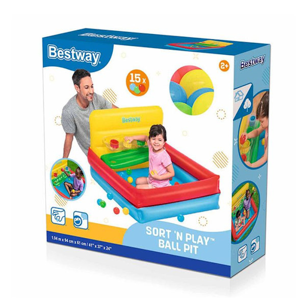 Bestway Uppblåsbar Barnpool med Bollar 104x94x61 cm +2 År Trädgård 52546 POOL MED BOLLAR - BOLLSTRUKTUR Flerfärgad