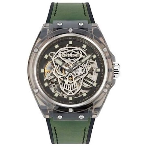 Klocka - POLIS - PEWGR1592404 - Mekanisk - 44 mm - Grön silikon Grågrön
