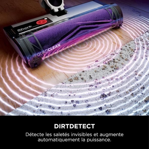 Shark DETECT PRO IW3611EU - Trådlös handdammsugare med automatisk tömning - Mycket lätt - Batteritid 60min Vitt, grått och lila