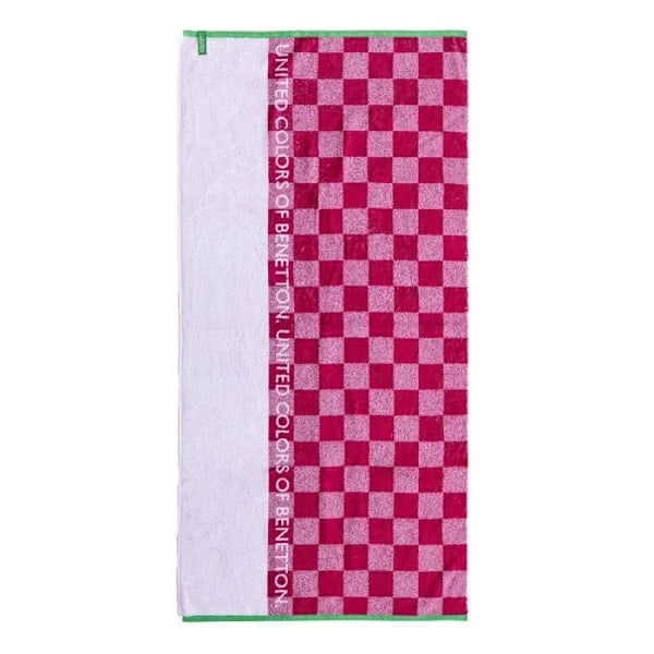 Rantaläppä BENETTON - Vaaleanpunaiset Neliöt Lapset - 70 x 140 cm - 100% Puuvilla - Lapsi Rosa