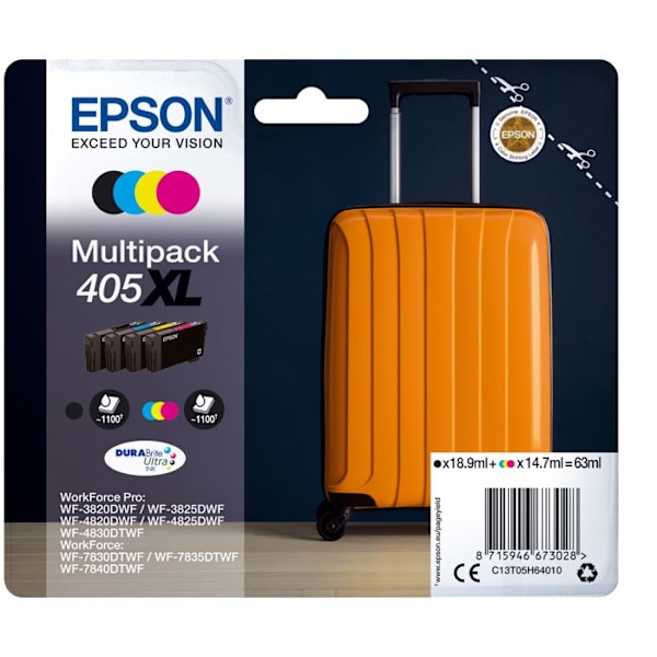 Tulostinmustekasetti - EPSON - 405XL DURABrite - 4 väriä - Oranssi - Muovi
