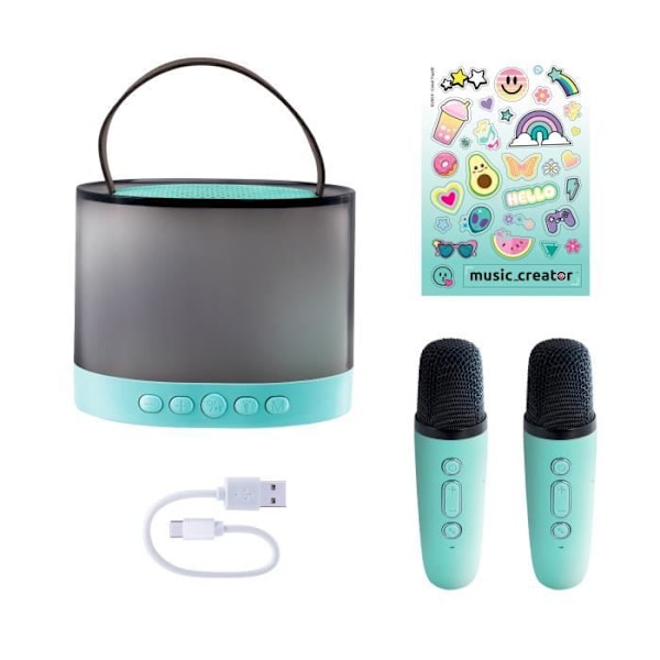 Canal Toys - Musikskaber - Mini Karaoke Station - Lysende højttaler med 2 trådløse mikrofoner - INF 044