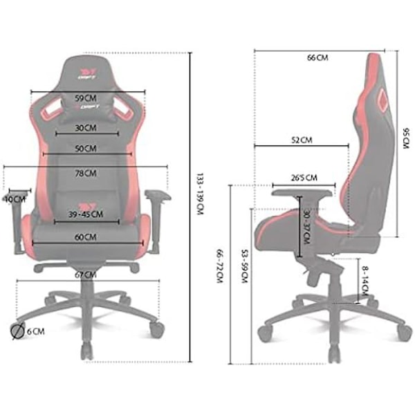 DRIFT GAMING Chair DR600 -DR600BGRAY - Professionell spelstol, konstläder, 4D armstöd, klass 4 kolv, mekanism Grå