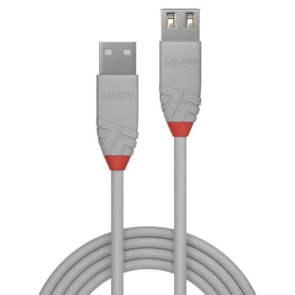 USB 2.0 typ A förlängningskabel - Anthra Line - 5m - Grå - LINDY