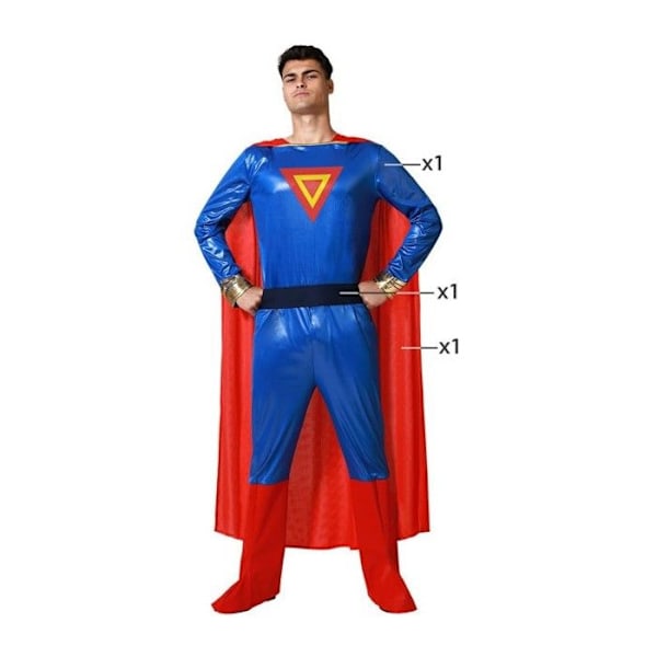 Herrkostym Super Powers Hero Comics Blå, röd, guld