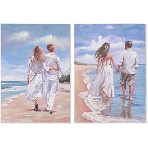Maalaus - HOME ESPRIT - Välimeren ranta - Monivärinen - 70 x 100 cm - 2 kpl mångfärgad