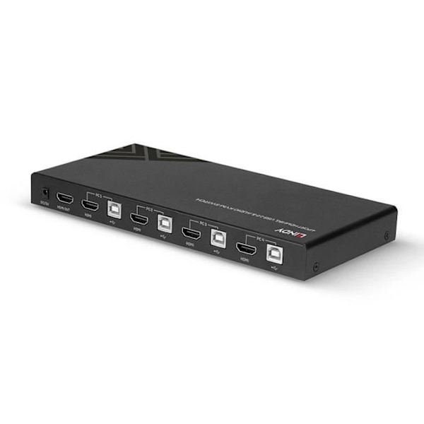 Switch KVM HDMI - Lindy - 4 portar - 4K@60Hz - USB 2.0 - Stereo ljud