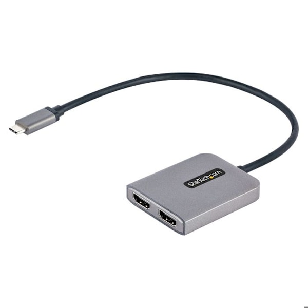 StarTech.com USB-C-kaksois-HDMI-sovitin, MST-monimonitori USB Type-C -keskitin, kaksi 4K 60 Hz HDMI-näyttöä PC-jakajalle, HDR,
