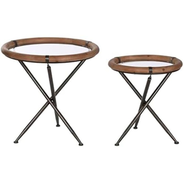Stueborde - HOME ESPRIT - Sæt med 2 - Sort - Glas - 65 x 65 x 66 cm Flerfärgad