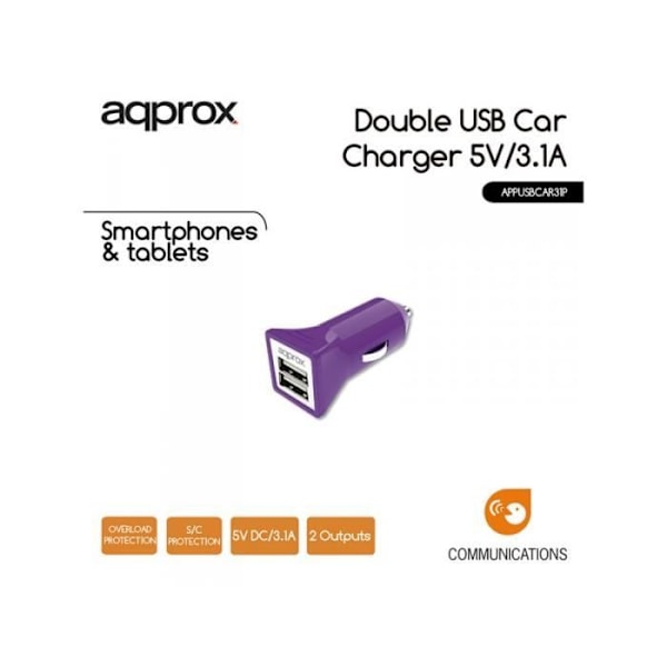 DOBBEL USB CIGARETTE ADAPTER 3,1A LILLA AP