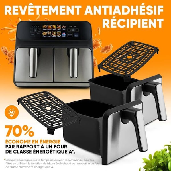 Dobbelt luftfrituregryde 2200W 8 liter (2x4 L) PROFICOOK