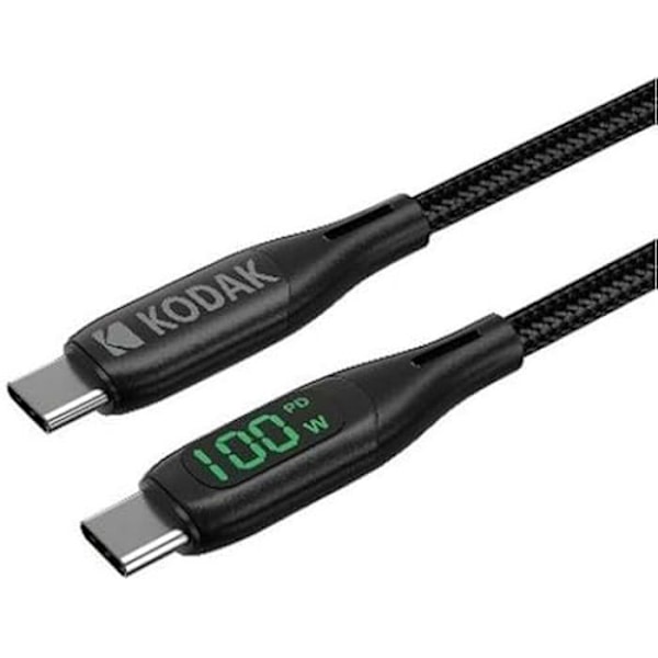 Sort USB-C kabel - KODAK - 1 m - Mærke: KODAK, Produkttype: Kabel, Interface Type: USB-C