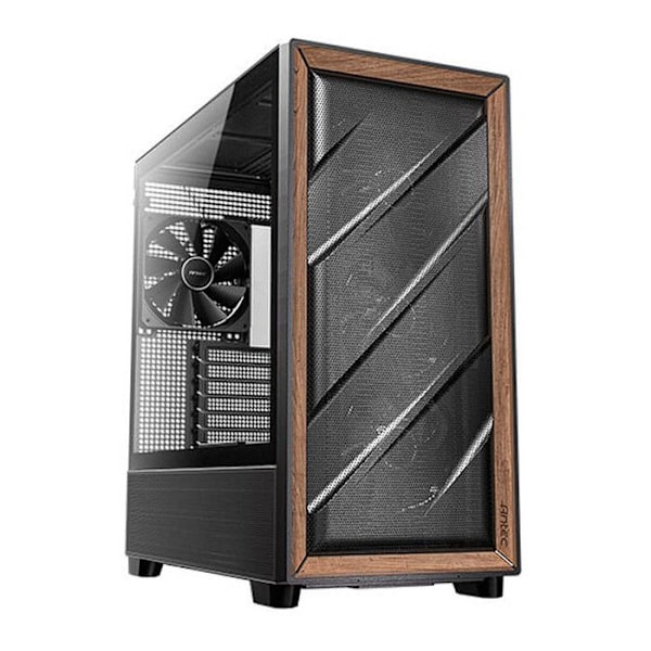 PC taske - ANTEC - Flux Wood - 5 PWM blæsere - Træfrontpanel - 420 mm radiator Sort, Træ