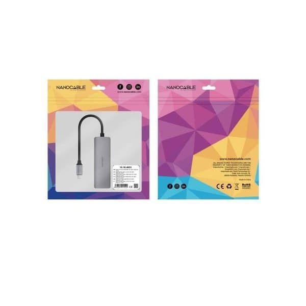 USB-C Hub - NANO CABLE - 10.16.4603 - 2 Porttia - PD 100W - Harmaa