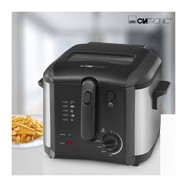 Friture - CLATRONIC - FR 3649 - 1600W - 2.5L - Sort Svart