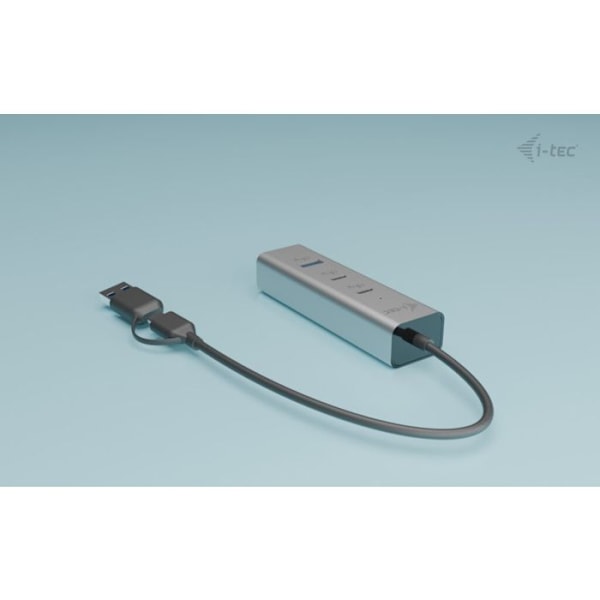 USB-hubb - i-tec - Universell - 4 portar - Power Delivery 85W - Metall Silver