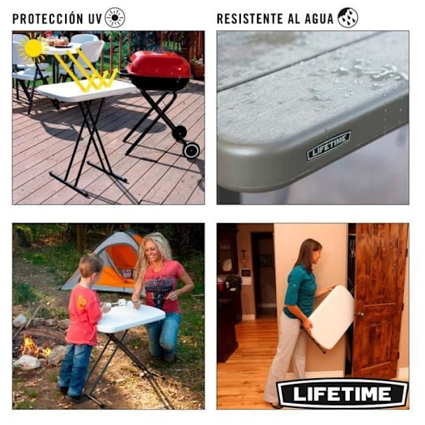 Ultra-resistent multifunktionelt klapbord for livet - LEVETID - 66x46x61 / 66/71 cm - Rektangulært - Hvid