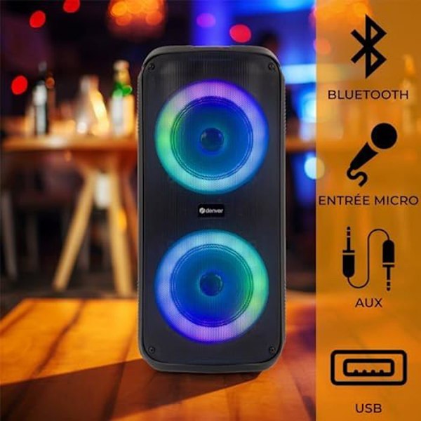 Tehokas Bluetooth-kaiutin - DENVER - BPS354 - Discovalot - Kaukosäädin - Kaksinkertainen 6,5 tuuman bassokaiutin