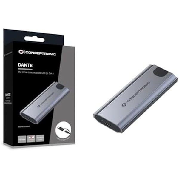 SSD-kotelo - CONCEPTRONIC - DANTE05G - M.2 NVMe - USB 3.2 Gen 2 - Helppo asennus