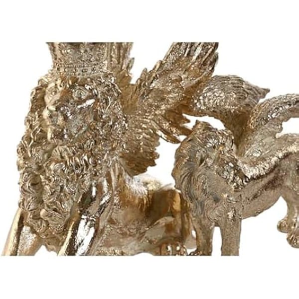 Koristehahmo - HOME ESPRIT - Kultainen leijona - 20 x 10,5 x 17,5 cm - 2 kpl - Monivärinen Flerfärgad