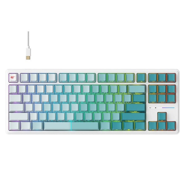 Spilklaviatur med RGB-lys 1,8 m, 200 mA - Havit (KB901L) - Hvid/Grøn