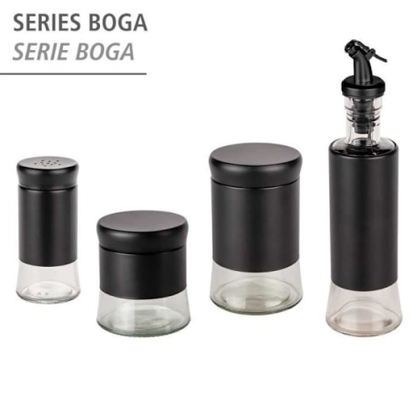 Olie- og eddikeflaske - Wenko - Boga - Glas og rustfrit stål - 0,3 L - Sort Transparent, svart