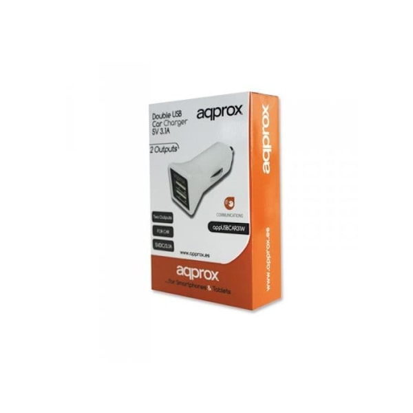 DOBBELT USB CIGAR LIGHTER ADAPTER 3.1A HVID APP