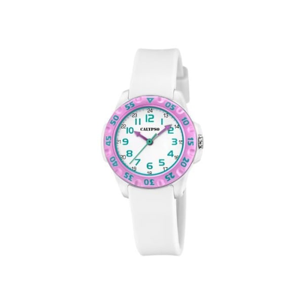 Montre Junior - CALYPSO - K5829/1 - Hvid Resin - Vandtæthed 10 Atm - Trendy Stil Vit, Rosa