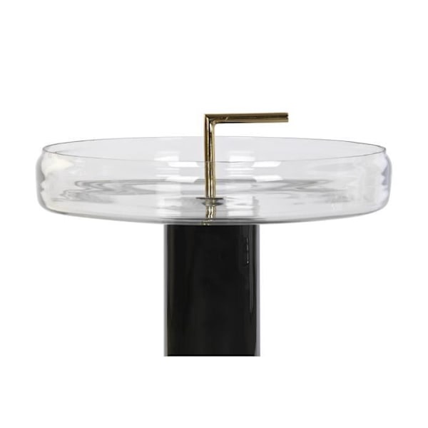 Sidebord - Gennemsigtigt sort glas - Lakeret jern - 41x41x57cm