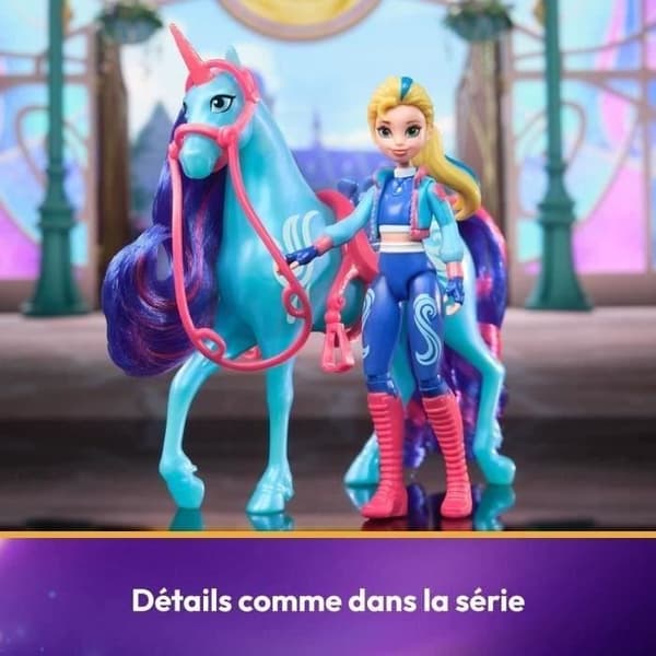 SPIN MASTER UNICORN BOX AND RIVER OCH ISABEL DOLL Unicorn Academy Blå, Rosa