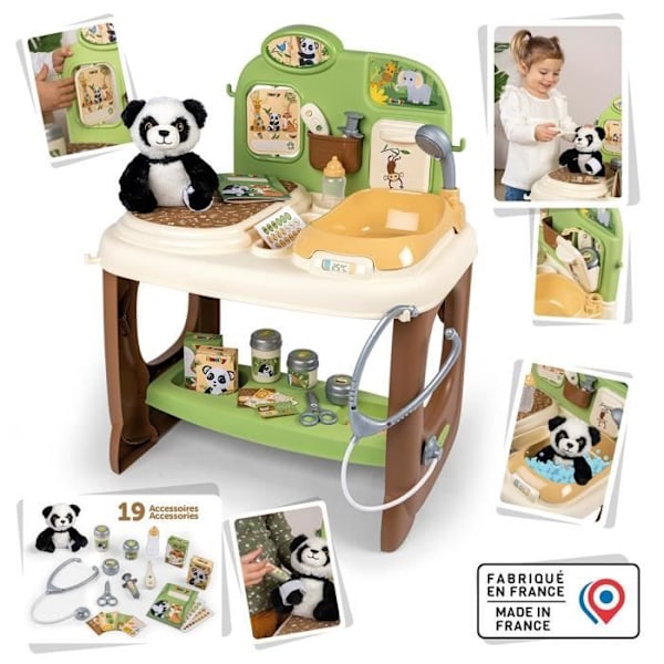 Smoby - Værksted for Dyrlæge Zoo - 1 panda bamse - Mange tilbehør og funktioner Flerfärgad