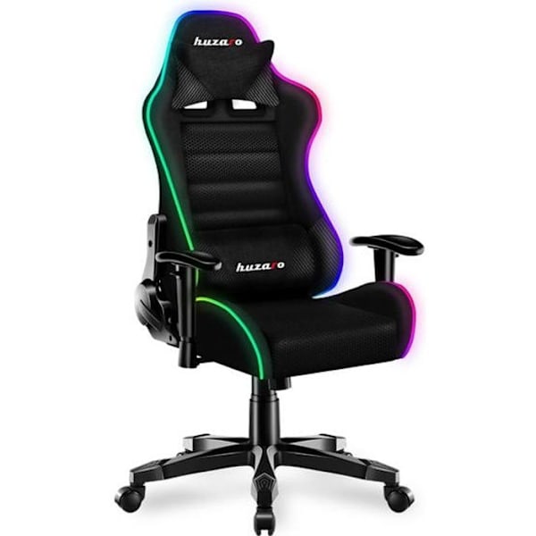 HUZARO Ranger 6.0 RGB mesh spelstol - Svart - Ergonomisk - Justerbar höjd - Lutande svankstöd svart