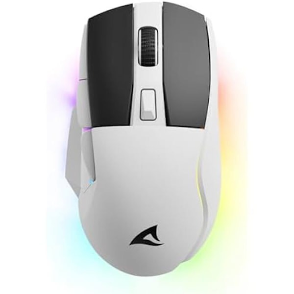 SHARKOON SKILLER SGM50W Gaming Mouse - Bi-Mode - 6.400 DPI - RGB belysning - PBT Hovedtaster Sort, Hvid