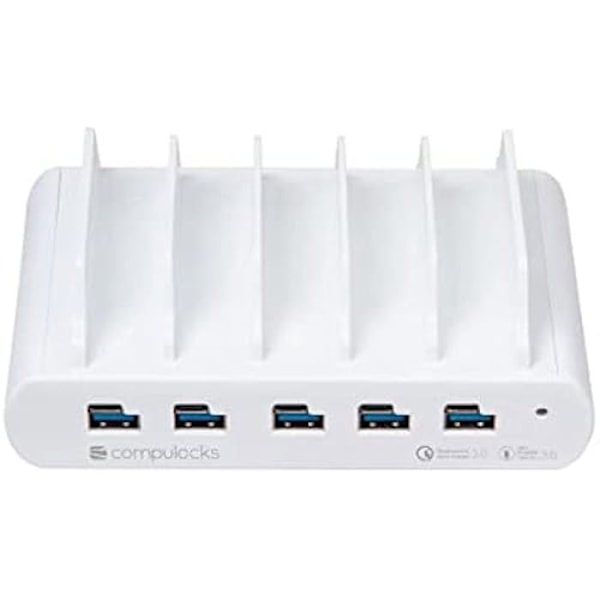 COMPULOCKS - DC/POS 5 Port USB og USB-C Multiple Tablet Ladestation Hvid