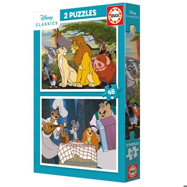 Pussel - EDUCA - 19996 - 2 X 48 bitar - Disney-djur - För barn från 3 år