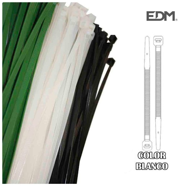 Klämma - Plast - 300x4,8 mm - Paket om 100 - Vit färg - Bredd 4 mm Vit